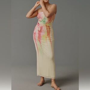 AFRM Strapless Mesh Midi Dress